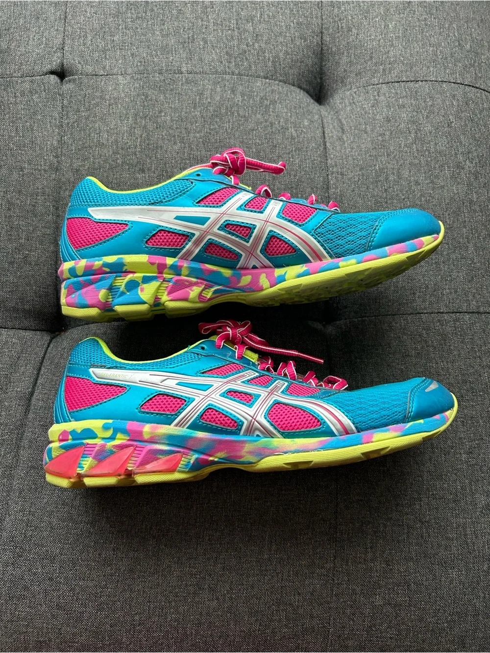 ASICS Women’s Teal, Pink and Yellow Running Sneakers